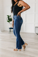 Load image into Gallery viewer, Charity Mid Rise Distressed Hem Bootcut Jeans
