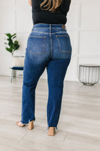 Load image into Gallery viewer, Charity Mid Rise Distressed Hem Bootcut Jeans
