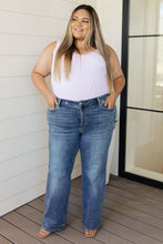 Load image into Gallery viewer, Esther Mid Rise Contrast Wash Wide Leg Jeans
