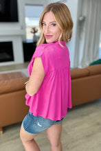 Load image into Gallery viewer, Pleat Detail Button Up Blouse in Hot Pink
