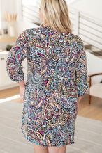 Load image into Gallery viewer, Lizzy Dress in Black Multi Tiled Paisley
