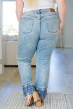 Load image into Gallery viewer, Miranda High Rise Plaid Cuff Vintage Straight Jeans
