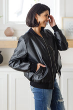 Load image into Gallery viewer, This Is It Faux Leather Bomber Jacket In Black
