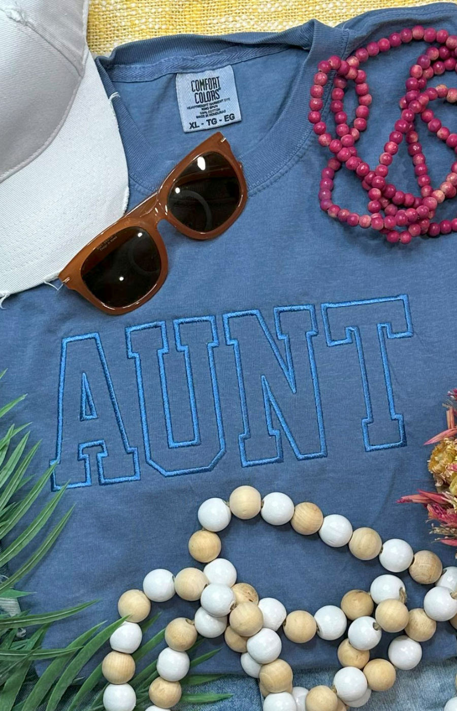 Aunt Embroidered Pigment Dyed Tee