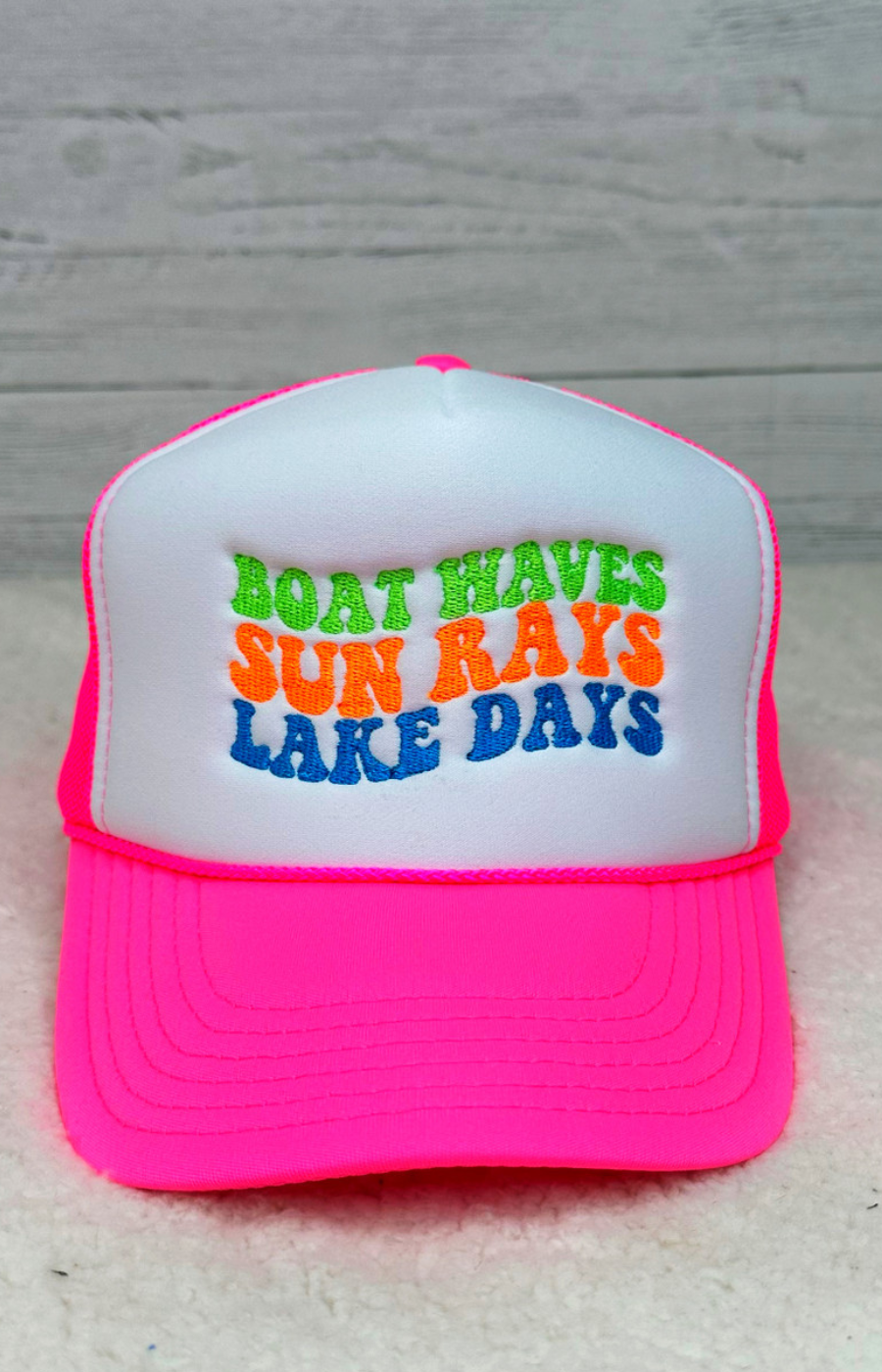 Boat Sun Lake Embroidered Trucker Hat