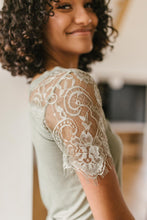 Load image into Gallery viewer, A Little Bit of Lace Top In Sage
