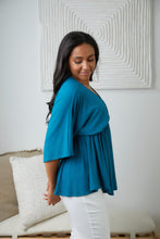 Load image into Gallery viewer, Storied Moments Draped Peplum Top in Teal
