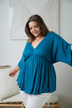 Load image into Gallery viewer, Storied Moments Draped Peplum Top in Teal
