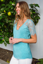 Load image into Gallery viewer, A Little Bit of Lace Top In Aqua
