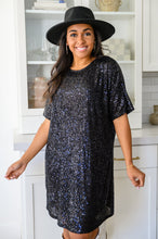 Load image into Gallery viewer, Alexandria Short Sleeve Sequin Dress In Black
