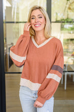 Load image into Gallery viewer, Back In Action Retro V-Neck Sweatshirt Top In Rust
