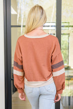 Load image into Gallery viewer, Back In Action Retro V-Neck Sweatshirt Top In Rust
