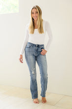 Load image into Gallery viewer, Brecken Hi-Waist Minimal Destroy Bootcut Jeans
