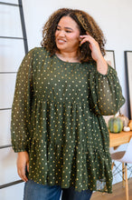 Load image into Gallery viewer, Coya Metallic Dot Tiered Blouse in Olive
