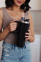 Load image into Gallery viewer, Glam Girl 40 oz Rhinestone Tumbler in Black
