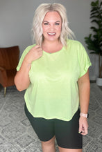 Load image into Gallery viewer, Round Neck Cuffed Sleeve Top in Lime
