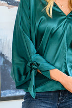 Load image into Gallery viewer, Jaz Dolman Tie Sleeve Blouse in Green
