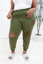 Load image into Gallery viewer, OLD Kick Back Distressed Joggers In Olive
