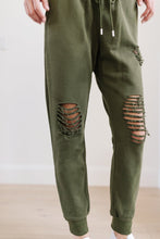 Load image into Gallery viewer, OLD Kick Back Distressed Joggers In Olive

