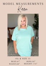 Load image into Gallery viewer, Notched Neck Drop Sleeve Top in Blue
