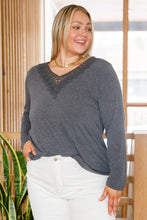 Load image into Gallery viewer, Lacey Long Sleeve V Neck In Gray
