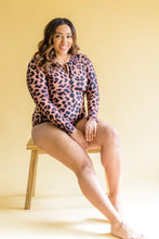 Load image into Gallery viewer, Montego Animal Print Zip Up Long Sleeve Swimsuit
