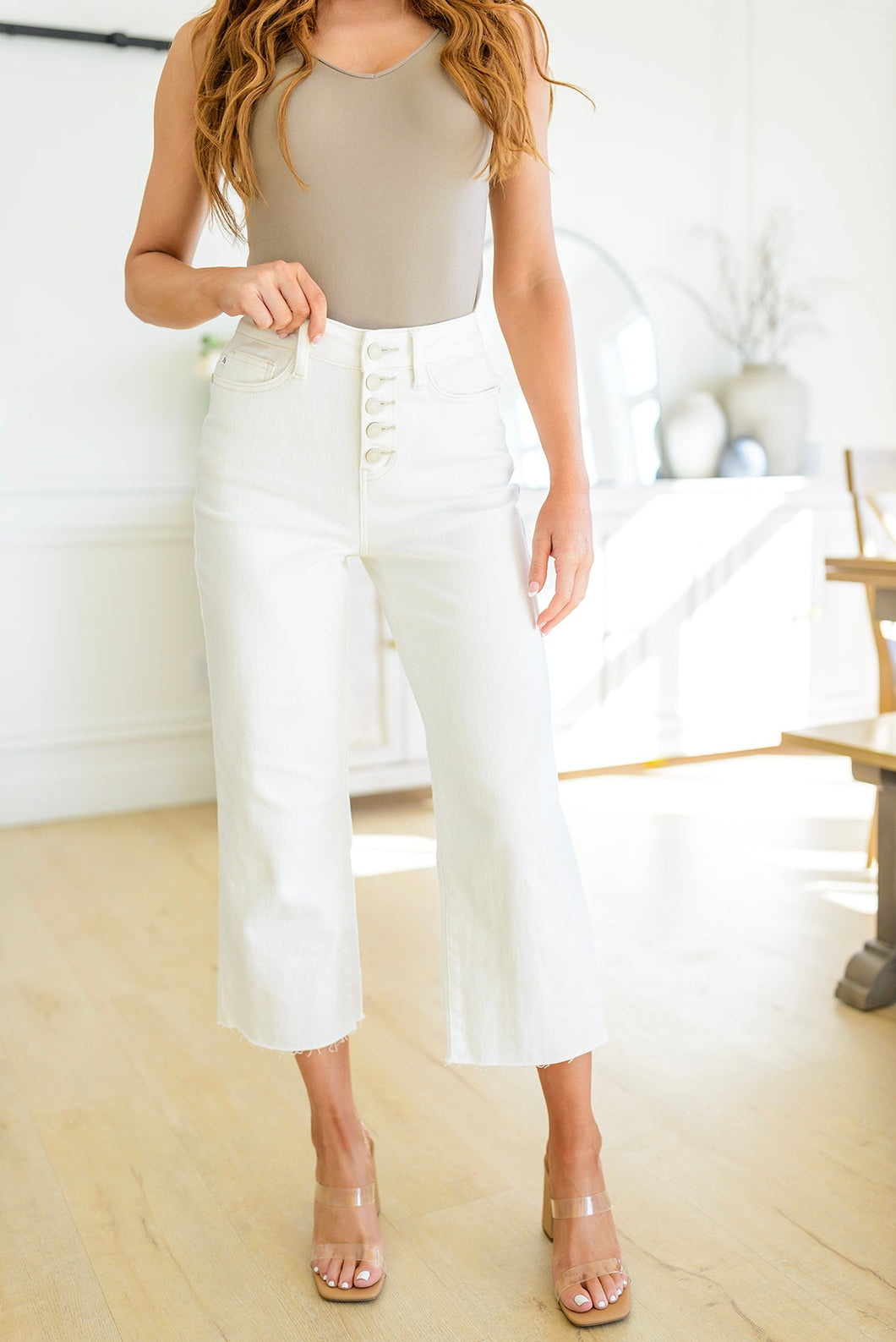 Not Too Salty High Rise Wide Leg Cropped Jeans