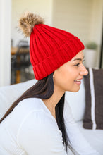 Load image into Gallery viewer, Rib Knit Beanie With Detachable Pom Pom In Wine
