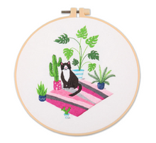 Load image into Gallery viewer, Cute Cat Embroidery Kit Pink Rug
