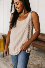 Load image into Gallery viewer, So Far So Good Swiss Dot Sleeveless Top in Sand
