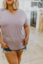 Load image into Gallery viewer, Sunday Mornings V-Neck Tee In Lavender
