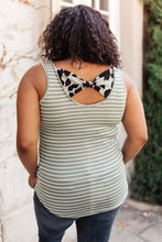 Load image into Gallery viewer, Back The Bow Up Striped Tank In Sage
