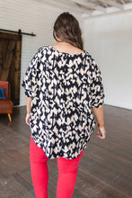 Load image into Gallery viewer, Unforgettable V-Neck Animal Print Blouse in Black
